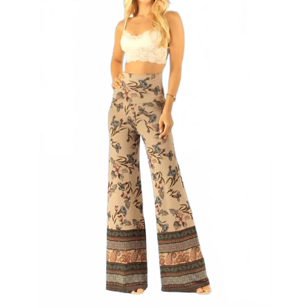 NEW POLIANA nastasha floral print palazzo pants in taupe
